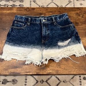 Acid wash denim shorts